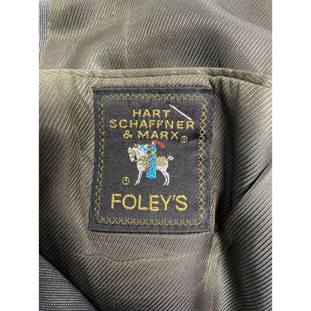 VTG Foleys Hart Schaffner Marx Gray Striped 2 Button Blazer Jacket 43L